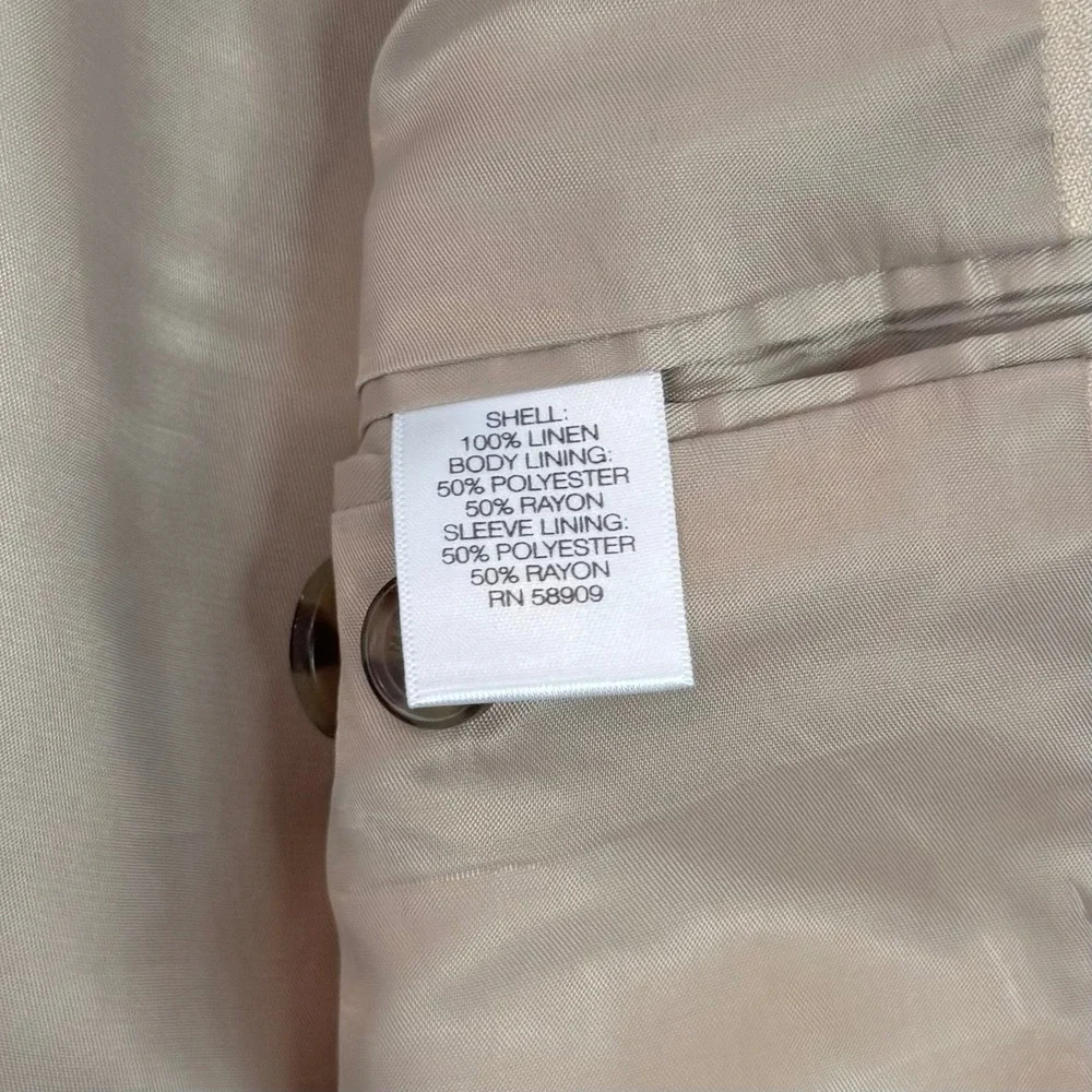 Murano L Baird McNutt 100% Linen Blazer Mens Tan Two Button Sport Coat Jacket